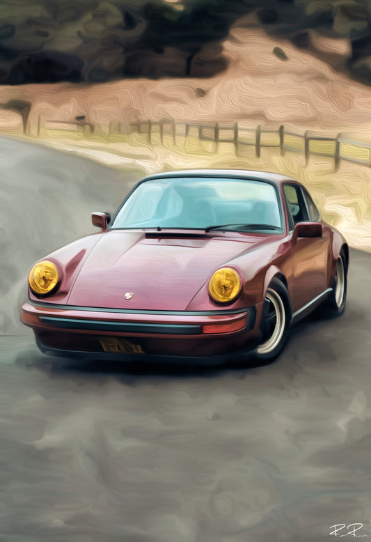 Limited Edition Fine Art Print - Peru Red Vintage Porsche 911 Targa - Ready to frame