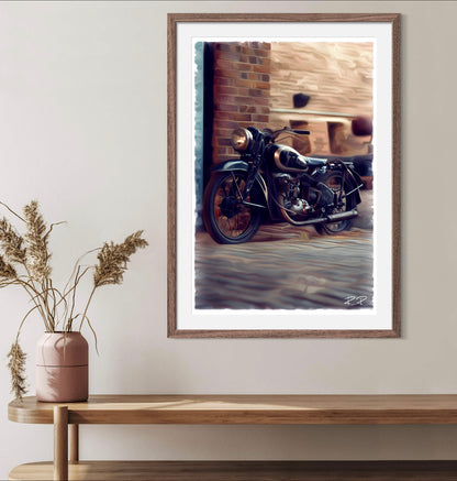 Past Lane Relic - A Vintage DKW Motorbike Oil Painting -  Vintage Motorbike Poster