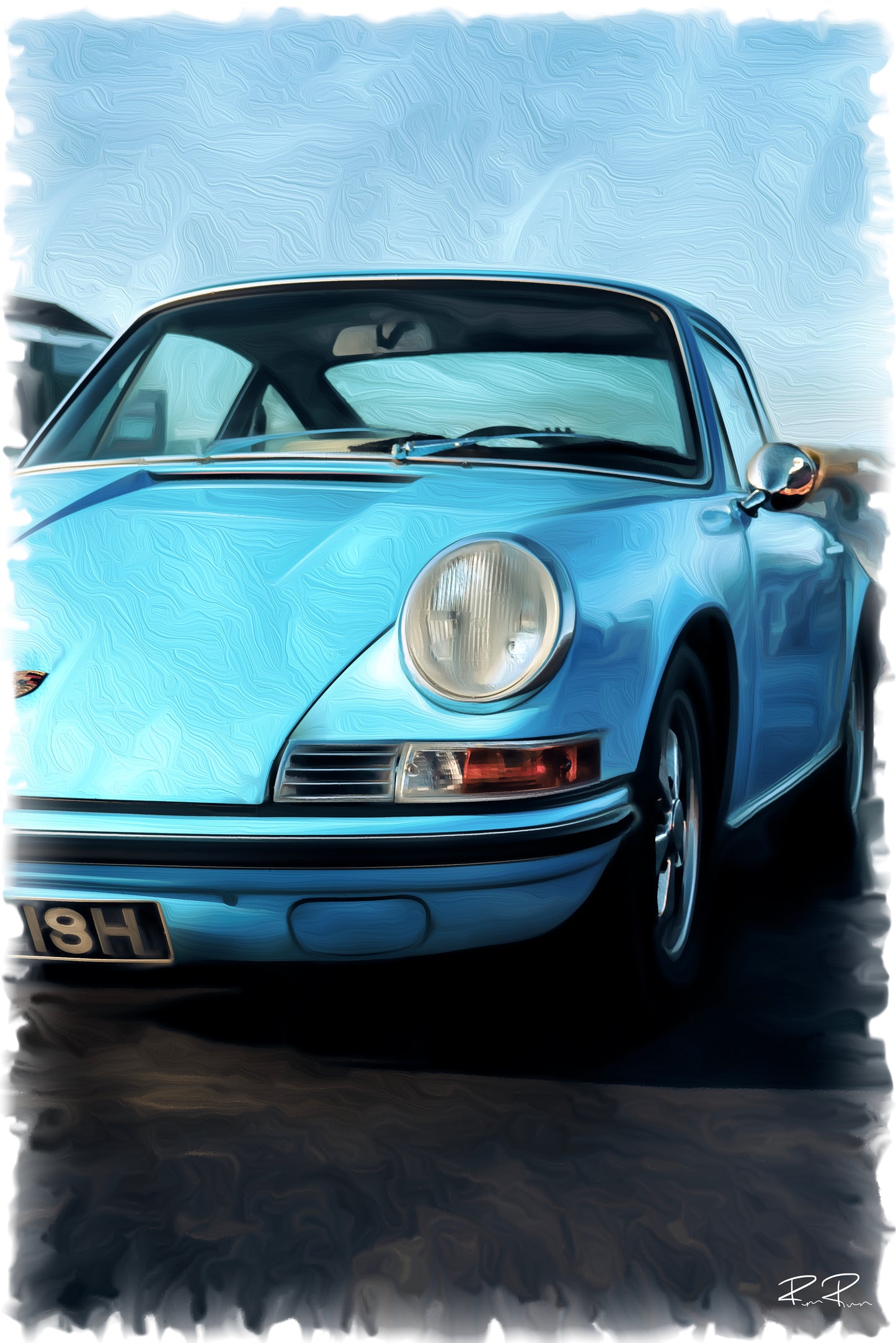 Vintage & Unique Porsche 911 in Azure Blue - A Classic Porsche Print -