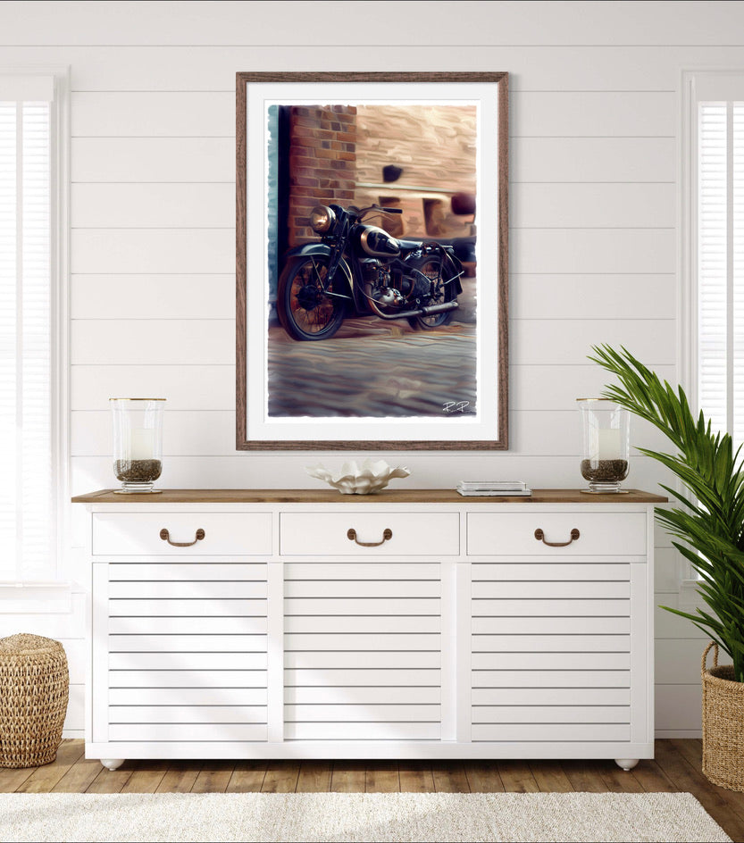 Past Lane Relic - A Vintage DKW Motorbike Oil Painting -  Vintage Motorbike Poster