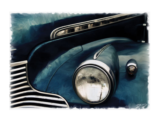 Streamlined in Sapphire: A 1940s Buick an oil painting