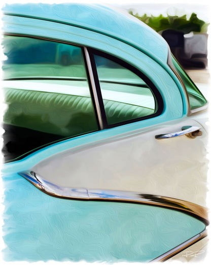 Chrome Curves: A '57 Bel Air an Oil Painting Print of a Vintage Chevy