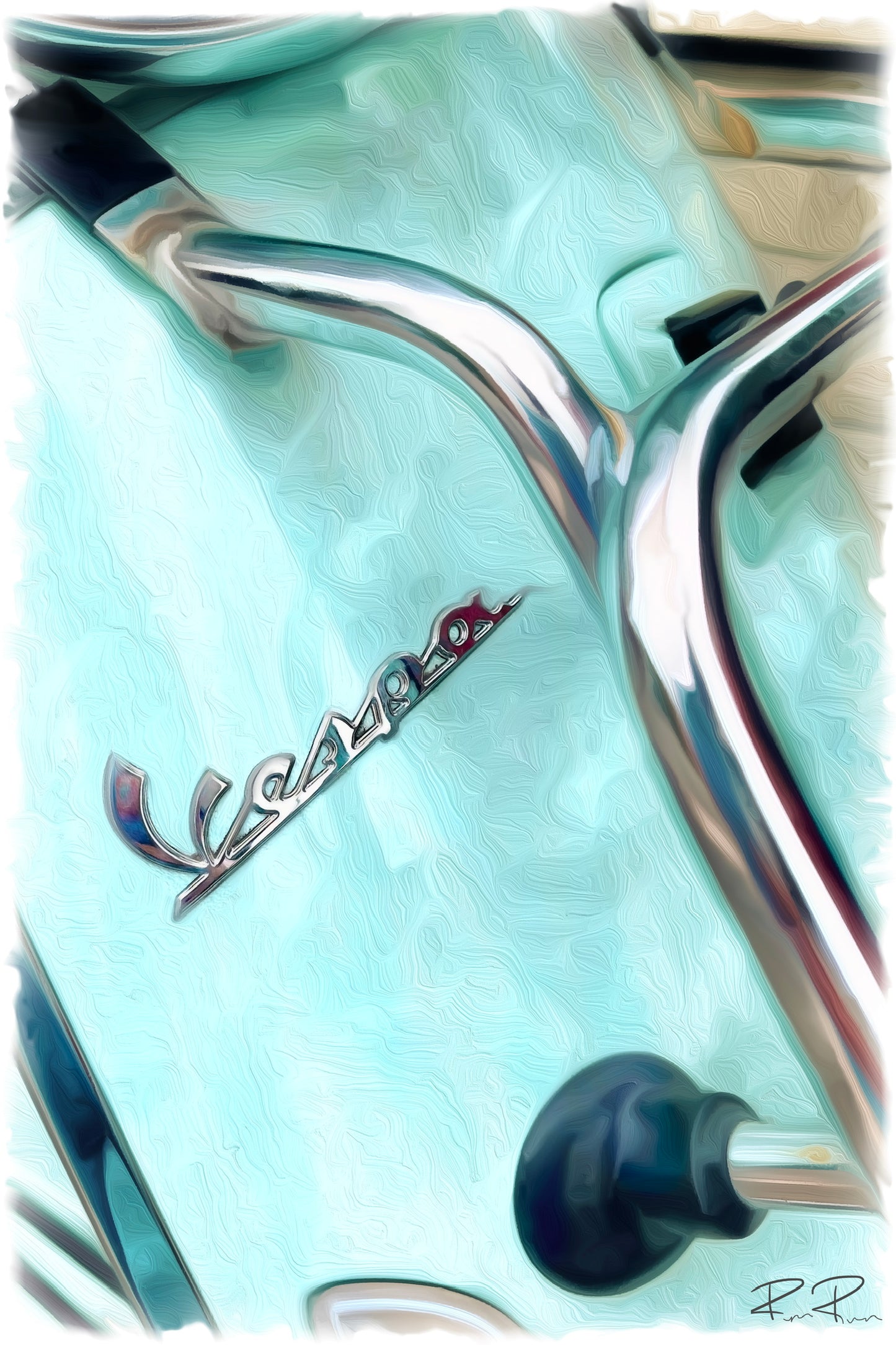 Vintage Vespa: A  Blue Pastel Dream - Poster - Vintage Scooter Wall Art - Fine Art Print