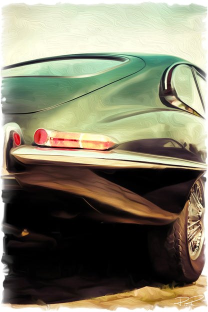 Emerald Embrace: The E-Type's Curves An E-Type Jag Fine Art Print