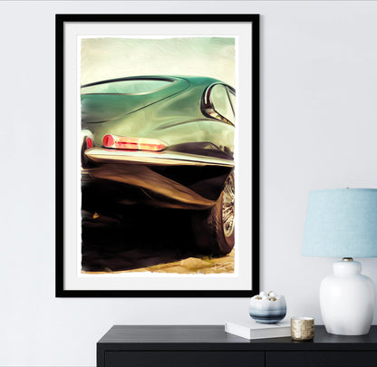 Emerald Embrace: The E-Type's Curves An E-Type Jag Fine Art Print