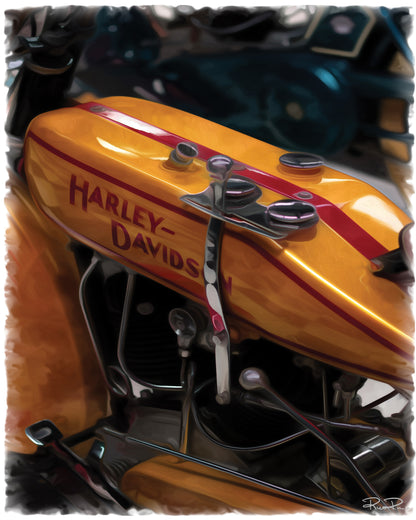 Golden Flames: Vintage Harley Davidson