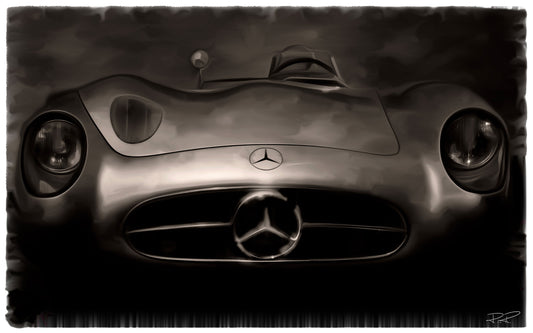 Graceful Velocity: Portrait of a Vintage Benz Racing Icon