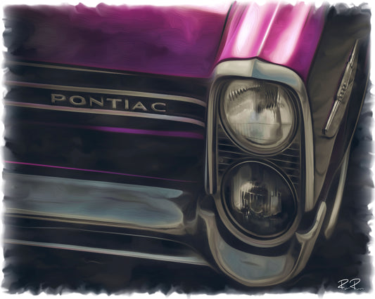 Double Take: A Purple 1967 Tempest a painting of a 1967 Pontiac in purple