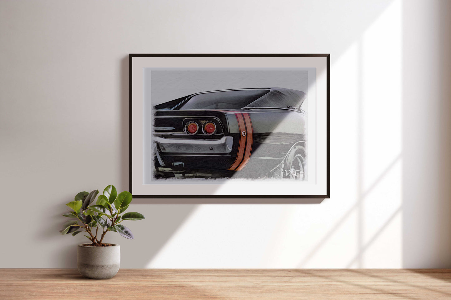 Limited Edition Fine Art Print - 1969 Dodge Charger - A Classic Mopar Masterpiece in Black & Red